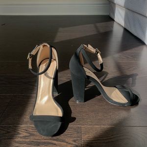 Lulus black block heel strappy sandals